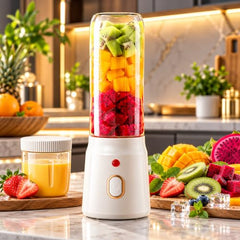 Juicer for Home ^ Lacossi Juicer Mixer Grinder with 1500mAh Battery, 6 Blades 3Gears Fast Blending, 2-Jar Capacity (400ml*2) | 40 Watts Bullet Rechargeable Portable Personal Juicer