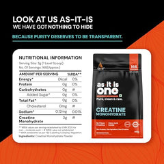 AS-IT-IS One Creatine Monohydrate - 100g Unflavoured I Micronised