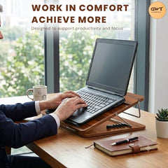 Premium Foldable Laptop Table with Adjustable Angle for Home, Study & Office Use (White, 15x21, Wooden)