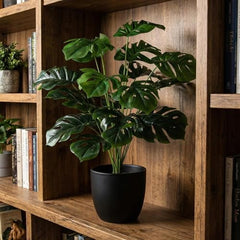 GARDEN GYANI Artificial Areca Palm Plant with Black Pot – 145 cm Tall Faux Tropical Decorative Plant with 35 Leaves for Home, Office & Living Room Décor
