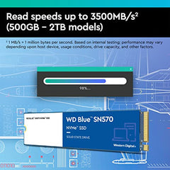 Western Digital WD Blue SN570 NVMe 500GB, Upto 3500MB/s, with Free 1 Month Adobe Creative Cloud Subscription, 5 Y Warranty, PCIe Gen 3 NVMe M.2 (2280), Internal Solid State Drive (SSD) (WDS500G3B0C)