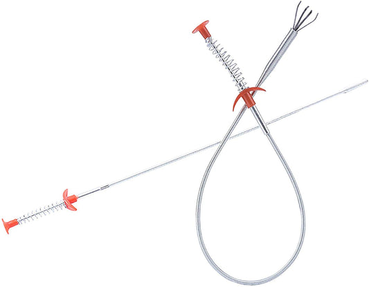 SYGA Drain Sink Snake Clog Cleaning Accessories, Spring Pipe Cleaner Hooks, Multifunctional Stick Cleaning Claw, Sewer Dredging Hair Purifier Extraction Tool for Kitchen, Bathtub,Shower and Sink-150cm