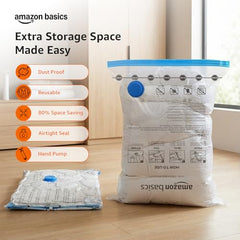amazon basics Vacuum Compression Storage Bags with Hand Pump - Medium, 5-Pack