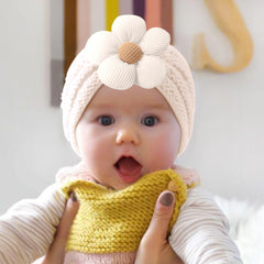 SYGA Baby Cap Flower Wool Warm Knitted Streachable Hat Infant Toddler Baby Cap 0-3 Years (Coffee)