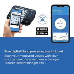 Beurer Bm 54 Fully Automatic Upper Arm Blood Pressure Monitor With Universal Cuff Up To 44 Cm,Risk Indicator,Xl Display,Pulse Measurement,Bluetooth (Bm54),Black (Pack Of 1) (655.12)