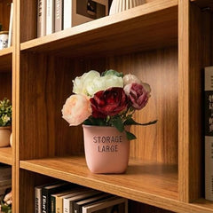 Dekorly Premium Artificial New Rose Flower with Pink Decorative Pot (Storage Large) – 22 cm Faux Flower Arrangement for Home Decor Living Room Bedroom Office Decor (1, Rose)