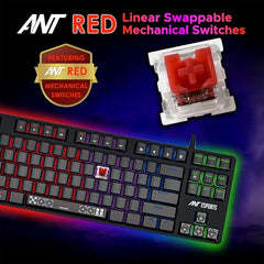 Ant Esports Thunder20 Wired Mechanical Gaming Keyboard and Mouse Combo | TKL Keyboard Rainbow Backlight 26Anti-Ghosting Keys, 6-Button 3600DPI Mouse | USB | PC/Laptop Compatible_ Brown Switch_ Black
