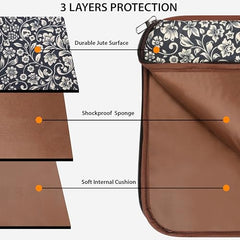 Tabelito Laptop Sleeve Bag 13" to 15.6 inch for Women Jute and Vegan Leather Office Everyday Handbags
