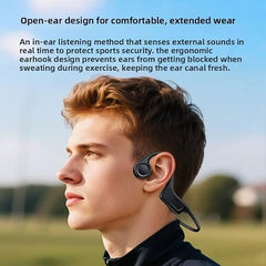 FYFIT Airwalk G1 Bone Conduction Headphones, Open Ear Wireless Bluetooth 5.4 Sports Headset with ENC Mic, IPX5 Water Resistant, Lightweight 25g, for Running, Cycling, Gym & Workout - Black
