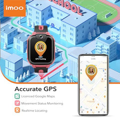 imoo Watch Phone Z1, 4G Smart Watch for Kids with Real-Time HD Video & Phone Call, Smart Watch for Girls with Real-Time GPS Location, Smartwatch for Boys with IPX8 Water Resistance (Pink)