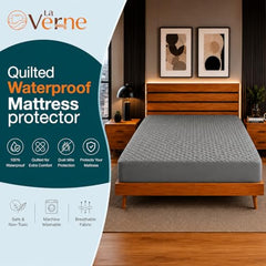 La Verne 100% Waterproof Premium Cotton Feel Mattress Protector Queen Size 78 x 60 Inches | Breathable and Hypoallergenic Ultra Soft Fitted Bed Protector Cover