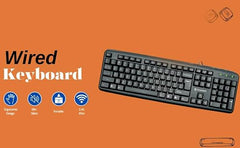 Consistent Classic Silver Wired Keyboard (SK101) for Windows, USB Plug-and-Play, Full-Size, Spill-Resistant, Curved Space Bar(Black)