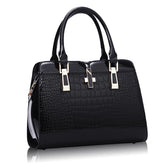 SYGA Leather Hand-Held Crocodile Pattern Women's Bag Single-Slant Handbag(BLACK)