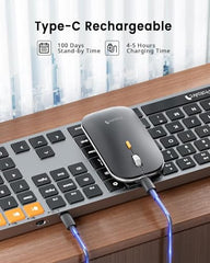 ProtoArc Backlit Bluetooth Keyboard Mouse for Mac, KM100-A Ultra Slim Wireless Keyboard Mouse for Mac, Rechargeable, Multi-Device for MacBook Pro, MacBook Air, iMac, iPhone, iPad, Space Gray