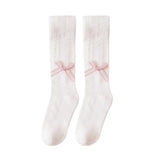 SYGA Baby Girls' Anti-Mosquito Cotton Thin Mesh Stockings with Bow Design Size L 1-2 Years(Pink)