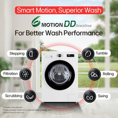 LG 7 Kg 5 Star Steam, Inverter Direct Drive Technology, 6 Motion DD, Fully-Automatic Front Load Washing Machine (FHB1207Z2WB, In-Built Heater, Dial + Full Touch Buttons & LED Display, Essence White)