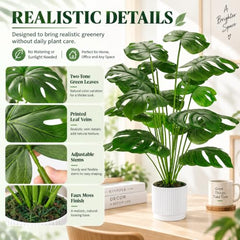 Der Rose 28" Fake Plants, Artificial Monstera Plants Indoor