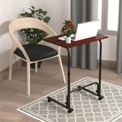 TABLE MAGIC- BADE Multipurpose Laptop Table Mat Finish - Adjustable, Foldable, Portable, Engineered Wood Top with Footrest, Top Size 60 * 45cm (Beige- Wenge)