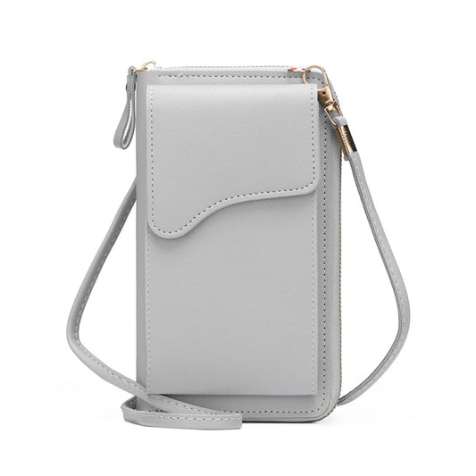 MOMISY Women Cellphone Sling Bag Card Holder Wallet Handbag Crossbody multi-function Shoulder Mobile Bag for Girls (Light Grey)