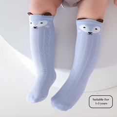 MOMISY 3 Pairs of Baby Kids Children Anti Skid Sleep Spring Winter And Autumn Combed Cotton Long Tube Knee-High Socks (YellowBlueKhaki, 0-1Y)