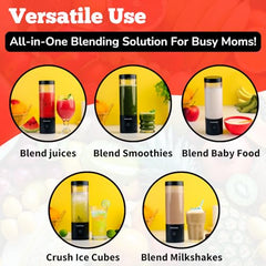 InstaCuppa Portable Blender Bottle, Long Lasting 6000 mAh Battery with Fast Charging, LED Display for Battery Status & 40-Second Blend Timer, Sipper Lid & Detachable Bottom Cap, 230 Watts, 600 ML
