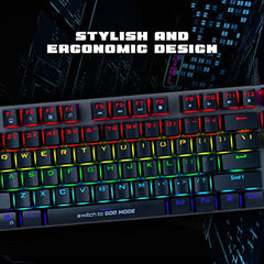 Cosmic Byte CB-GK-25 Pandora TKL Mechanical Keyboard Upgraded with Swappable Outemu Blue Switches and Rainbow LED (Black/Grey)