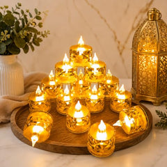 VEROFIVE Crystal LED Tea Light Candles, Pack of 12 – Diwali & Home Décor