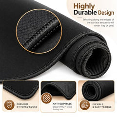 Storite 900x400x2mm Extended Gaming Mouse Pad, Desk Mat, Black | Stitched Embroidery Edges, Water Resistance Coating, Natural Non Slippery Rubber Base, For Laptop/Computer