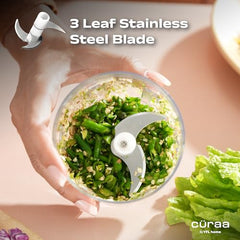 CΓRAA Chopper Electric for Kitchen | ChopLab Neo USB Vegetable Chopper for Kitchen Use by Chef Sanjyot Keer | Rechargeable Chopper with Stainless Steel Blades, 250ml, Beige