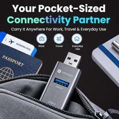 Portronics Mport Link A 3-Port USB-A Hub, 1x USB 3.0 (5Gbps) + 2X USB 2.0, Aluminium Alloy Body, Plug & Play for Laptop/PC (Grey)