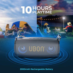 UBON Shahenshah SP-65, 20 watt Portable Bluetooth Speaker, 10 Hours Long Playtime, RGB Lights, Multiple Connectivity Wireless Party Speaker (Black)