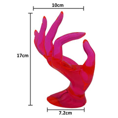SYGA Hand Shape Ring Holder Jewelry Display Polyresin Mannequin Shaped Jewelry Stand Bracelet Holder for Home, Retail Stores, Jewelry Retailers - Transparent Pink