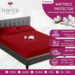 Trance Home Linen Premium 220 GSM+ 72"x36" Single Bed Size Cotton Terry Waterproof Mattress Protector | Elasticated Fitted Non-Toxic Bed Protector | Single Bed Mattresses Cover 72x36 inch, Brown