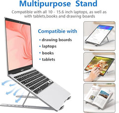 EDNITA ( 2Pcs Mini Laptop Stand for Desk | Portable Metal PC Desk Stand, Aluminium Cooling Pad Mini Clip Compatible with MacBook Apple Laptop, Lenovo, Dell, Hp, Acer & Other Laptops (Black)