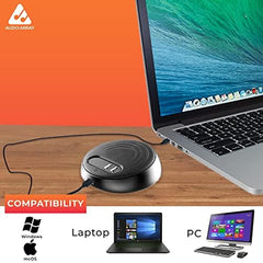 Audio Array Wireless Conference Microphone with Speaker | Bluetooth, USB & 4 Mics | 360° Pickup Upto 4M | Noise Reduction & Enhanced Voice | Portable Speakerphone for Video Calls/Zoom Meeting | AM-W45