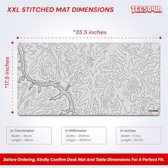 White Topographical XXL Gaming Deskmat 900x450mm – Extended Mousepad for PC