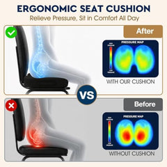Grin Health Orthopedic Coccyx Seat Cushion | Memory Foam Ergonomic Seat for Tailbone Coccyx Support, Hip, Tailbone, Sciatica & Backpain Relief for Office Chair, Car Seat, Upto 100kg (Black)