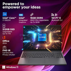 Lenovo IdeaPad Slim 3 Smartchoice 13th Gen Intel Core i7-13620H 15.3 inch (38.8cm) WUXGA IPS Laptop (16GB RAM/512GB SSD/Windows 11/Office 24/Metal A Cover/Backlit Keyboard/Luna Grey/1.6Kg), 83K101JGIN
