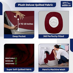 GADDA CO 100% Waterproof Premium Cotton Feel Mattress Protector King Size 78x72 Inch|Ultra Soft Breathable & Fitted Bed Protector Terry Cover Double Bed (6.5x6 feet, Fits 10 Inches, Grey)
