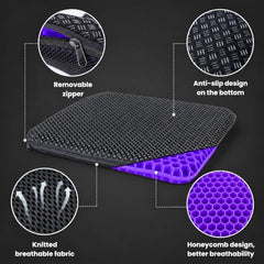 Seat Cushion, Silicone Rubber Seat Pillow, Gel Orthopedic Seat Cushion with Non Slip Cover, Gel Silicon Pad for Car, Office Chair, Wheelchair