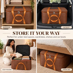 Storite 2 Pack Moisture Proof Nylon Underbed Storage Bag For Clothes Large | (54 x 46 x 28 cm) - BlackRed, Rectangular