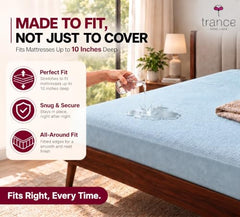 Trance Home Linen Premium 220 GSM+ 72"x36" Single Bed Size Cotton Terry Waterproof Mattress Protector | Elasticated Fitted Non-Toxic Bed Protector | Single Bed Mattresses Cover 72x36 inch, Brown
