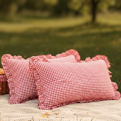 Sleepy Threads Pink Pillow Covers - Set of 2 | 27 x 18 Inch | Rectangular Checkered 220 TC Pillow Cases | Soft & Breathable with Envelope Closure | Throw Pillow Case for Sofa, Living Room, Bedroom