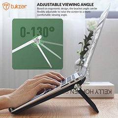 Tukzer Foldable Laptop & Tablet Stand Riser for Laptop/MacBook/Notebook Up to 15.6-Inches, with Multi-Angle Adjustment, Lightweight & Ergonomically Designed (Black)