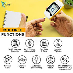 K-Life Gluco Lab Automatic Blood Glucose Meter with 100 Strips