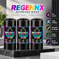 Regennx black Garbage Bags for Dustbin |Medium 19x21 inches |180 Plastic Bags for Home | 30 Pcs x Pack of 6 plastic bag Medium Size for Waste Disposal.