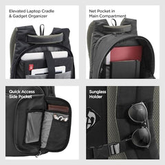 HARISSONS Vervo 40L Waterproof Laptop Backpack for Men & Women | Fits 15.6" Laptop with Sternum Strap, Quick Access Pocket, Detachable Key Holder, Organized Compartments & Raincover (Grey)