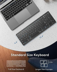Samsers Foldable Bluetooth Keyboard with Numeric Keypad,Full-Size Wireless Folding Keyboard with PU Leather, Portable Travel Keyboard for iOS Android Windows Mac OS, Support 3 Device(BT5.1 x 3)-Black