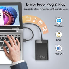 Sounce 2.5-Inch SATA to USB Type-C 3.1 External HDD/SSD Enclosure | 6Gbps UASP Speed | Tool-Free Design | Compatible with 7mm & 9.5mm Drives up to 6TB | Plug & Play | Shockproof Portable Case (Type C)