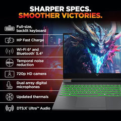 HP Smartchoice Victus, 14th Gen Intel Core i5-14450HX, 6GB RTX 3050, 24GB DDR5(Upgradeable) 512GB SSD, 144Hz, 300 nits, 15.6''/39.6cm, Win11, Office 24, Mica Silver, 2.3kg, fa2303/15tx, Gaming Laptop
